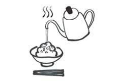 How to eat OCHAZUKE. Pour boiling water
